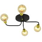 Lustre Sputnik 4 Braços Preto/dourado Quarto Sala Cozinha