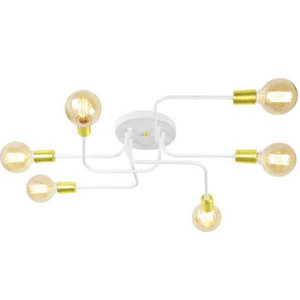 Lustre Sputnik 6 Braços Branco/dourado Quarto Sala Cozinha