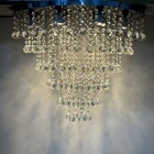 Lustre Torre Em Cristais Legítimos Base Inox 60cm Diâmetro Bi