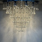 Lustre Torre Em Cristais Legítimos Base Inox 60cm Diâmetro Bi