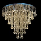 Lustre Torre Em Cristais Legítimos Base Inox 60cm Diâmetro Bi