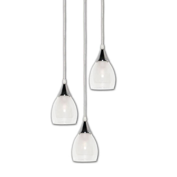 Lustre Trio Pendentes Para Sala Com Vidro - Cromado / Prata