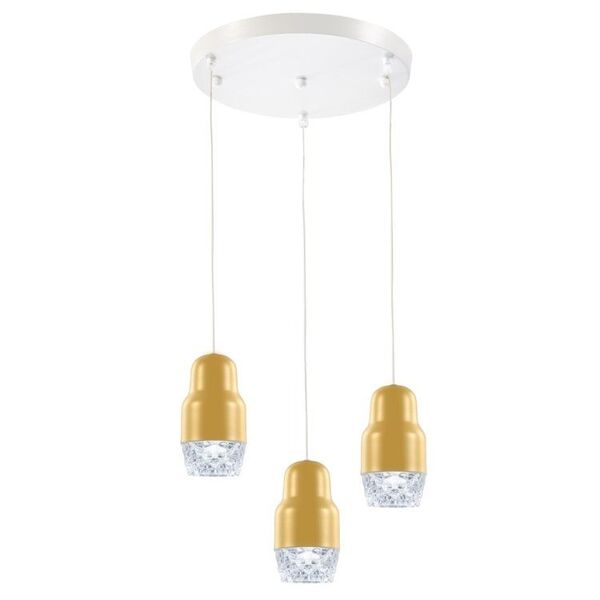 Lustre Triplo Em Led Na Cor Dourada - 10cm
