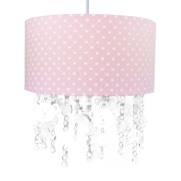 Lustre Tubular Cristais Ursinha Princesa Quarto Bebê Infantil