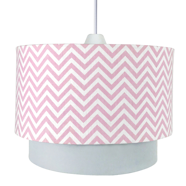 Lustre Tubular Duplo Chevron Rosa Quarto Bebê Infantil