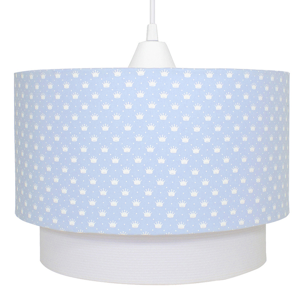 Lustre Tubular Duplo Coroa Azul Quarto Bebê Infantil