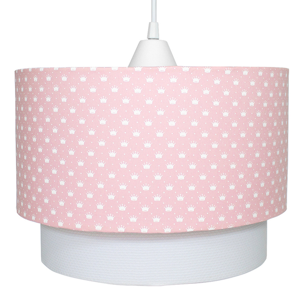Lustre Tubular Duplo Coroa Rosa Quarto Bebê Infantil