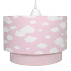 Lustre Tubular Duplo Nuvem Rosa Quarto Bebê Infantil
