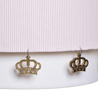 Lustre Tubular Duplo Rosa Com Corôas Douradas Quarto Bebê Inf