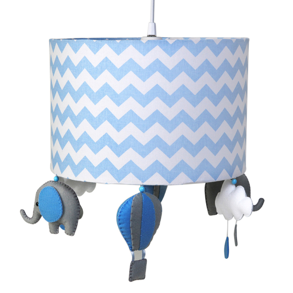 Lustre Tubular Elefante Azul Quarto Bebê Infantil
