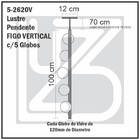 Lustre Vertical Figo Ouro - 5 Globos Esfera De Vidro Branco