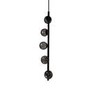 Lustre Vertical Figo Preto - 5 Globos Esfera De Vidro Fumê