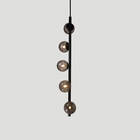 Lustre Vertical Figo Preto - 5 Globos Esfera De Vidro Fumê