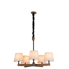 Lustre Yasmin 5 Cúpulas Algodão Cru Madeira Castanho Madelust