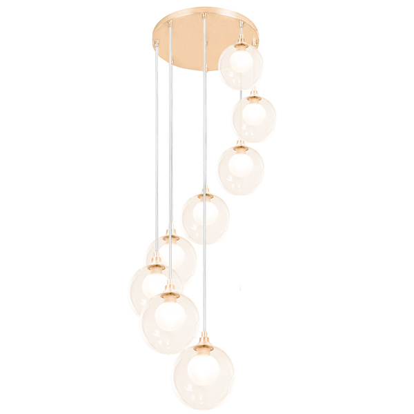 Lustres Pendentes Óctuplo New Cobre Harmony Bolinha Ambar