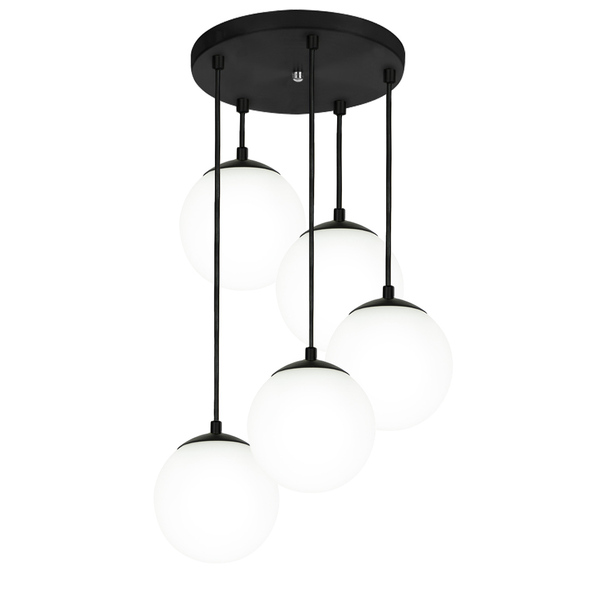 Lustres Pendentes Quíntuplo Orby Bolinha Preto