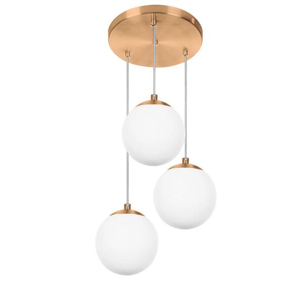 Lustres Pendentes Triplo Orby Bolinha New Cobre