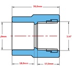Luva Com Bucha De Latão Para Água Azul - Krona, Tamanho: 25mm