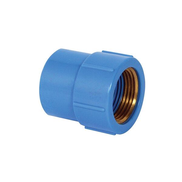 Luva Com Bucha De Latão Para Água Azul - Krona, Tamanho: 25mm