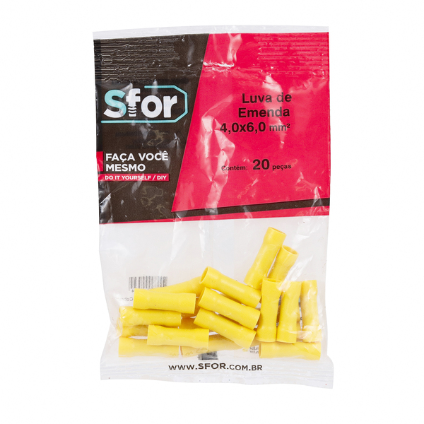Luva de Emenda Amarela 4,0x6,0mm² 20 Unidades Sforplast