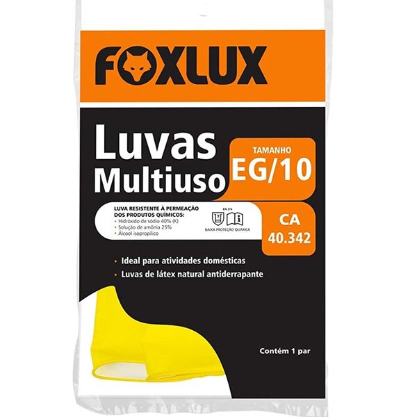 Luva De Látex Foxlux Multiuso Extra Grande Nº10 Antiderrapant