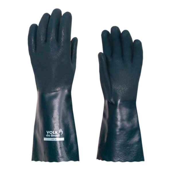 Luva De Pvc Com Punho De 36cm  Palma Áspera E Proteção Mecâni