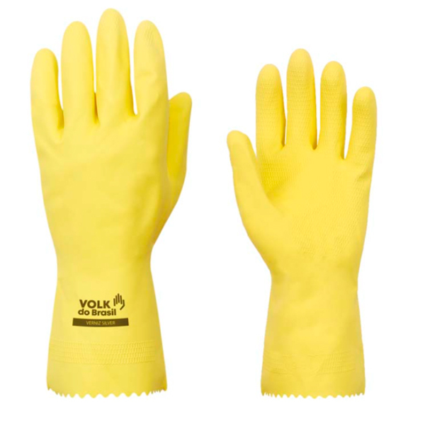 Luva Em Látex Natural Modelo Verniz Silver Forrada Ions Prata