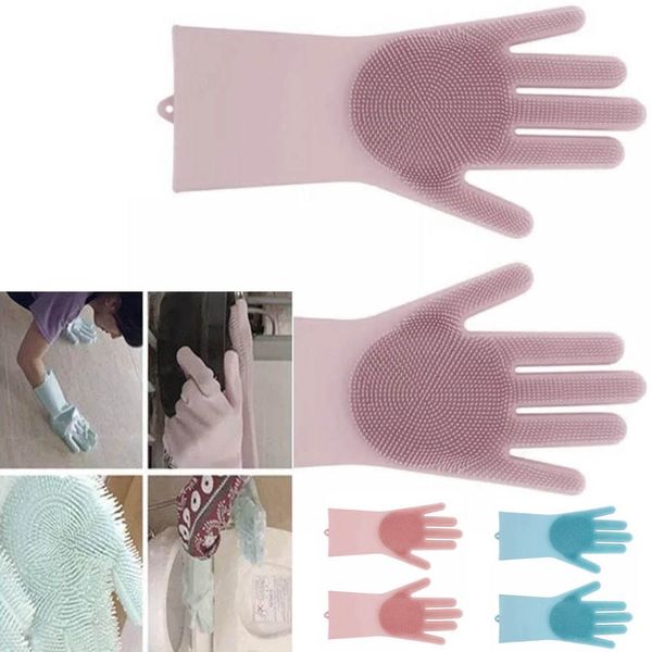 Luva Escova Magica Par Silicone Caes Banho Limpeza Loucas (bs