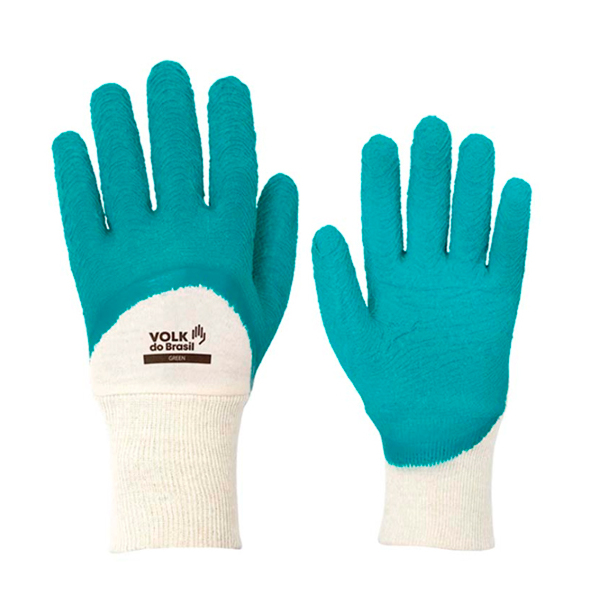 Luva Green Em Algodão Malha Com Banho 3/4 Em Látex Natural  P