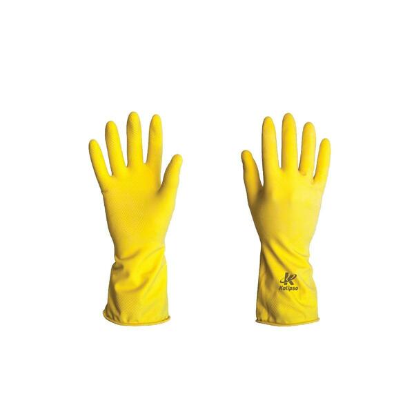 Luva Látex Amarela Forrada Anti-derrapante - Kalipso, Tamanho