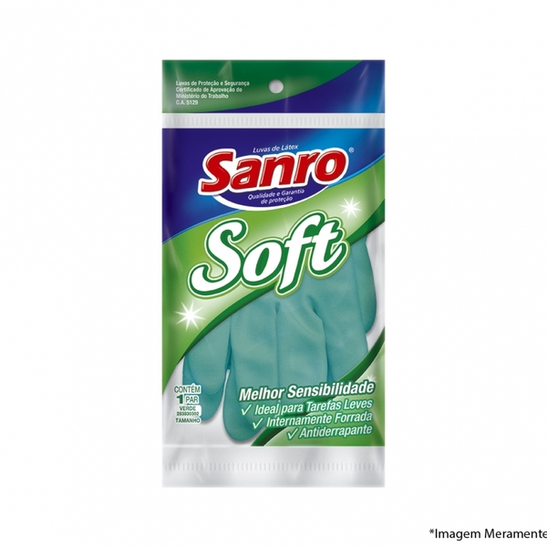 Luva Latex Sanro Soft Verde C G Blister C-10pcs