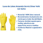 Luva Limpeza Látex Amarela Verniz Silver Volk Ca 16312 P