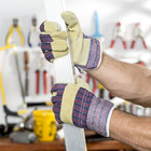 Luva mista vaqueta/lona amarela e xadrez Vonder