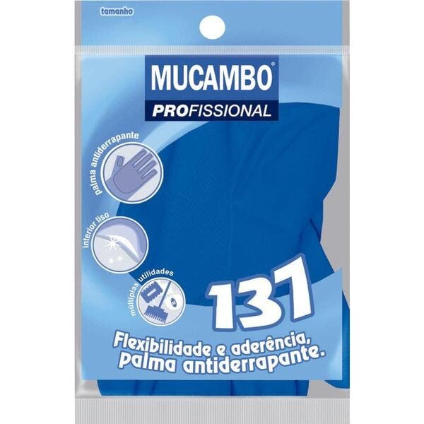 Luva Mucambo 137 Antiderrapante Azul Tamanho G - Embalagem com 10 Pares ...