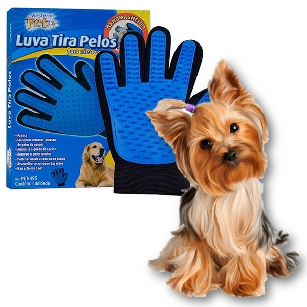 Luva Pet Removedor Pelo Massagem Cachorro Gato Magnética
