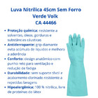 Luva Proteção Nitrílica 45cm Sem Forro Verde Volk Ca 44466 Ve