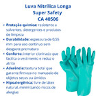 Luva Proteção Nitrílica Longa Super Safety Epi Ca 40506 Verde