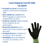 Luva Proteção Reforçada Impacto Cut R2 Volk Ca 42941 G Preto