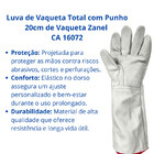 Luva Proteção Vaqueta Total Com Punho 20cm Soldador Epi Zanel