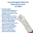 Luva Proteção Vaqueta Total Com Punho 30 Cm Zanel Ca 16072