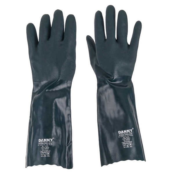 Luva de segurança PVC com suporte têxtil de algodão 45 cm XG Verde Danny