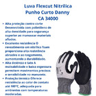 Luva Segurança Flexcut Nitrílica Punho Curto Danny Ca 34000 M