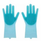 Luva Silicone Lava Louça Anti Térmica Azul