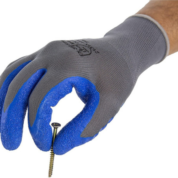 Luva Super Safety De Proteção Tecido Com Borracha  Azul  (01