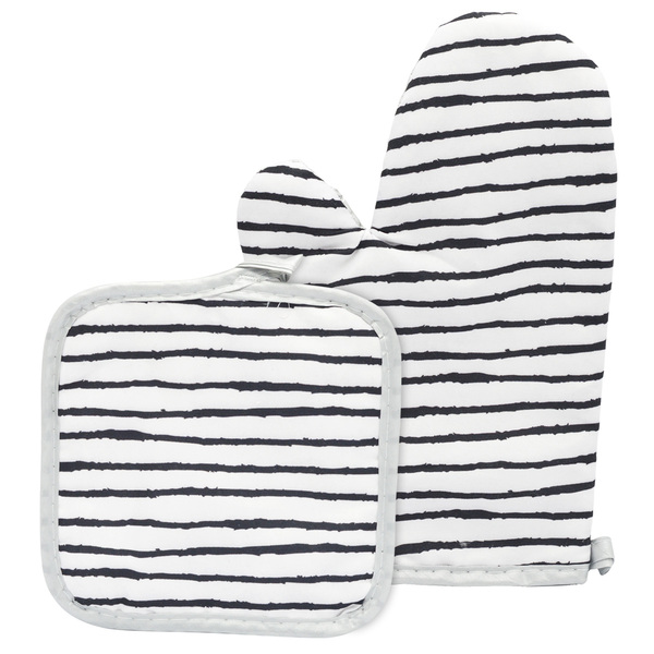 Luva Térmica De Cozinha Para Forno Fogão Preto E Branco Mod2