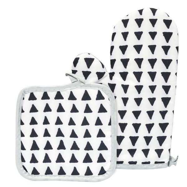 Luva Térmica De Cozinha Para Forno Fogão Preto E Branco Mod4