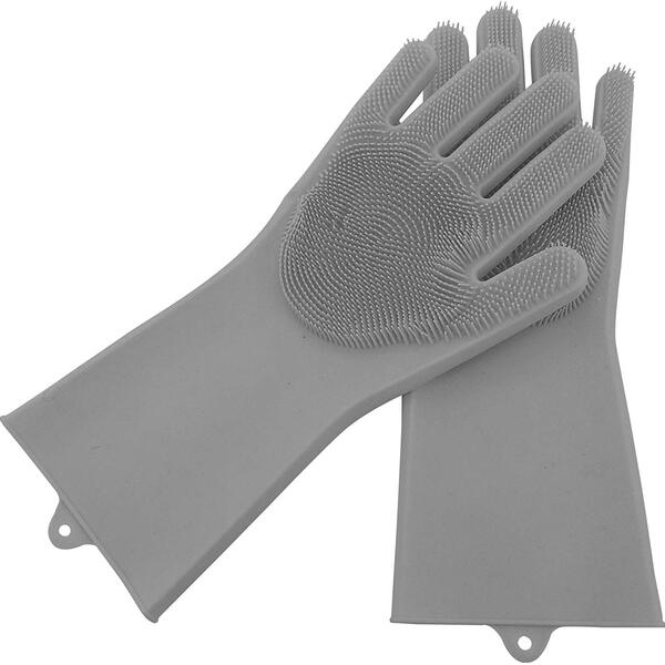 Luvas De Silicone Para Lavar Louça - Cinza