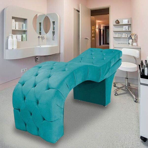 Maca Estética Estofada Reclinável Ergonômica Suede Tati Azul