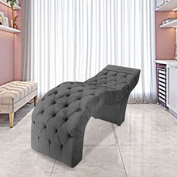 Maca Estofada Estética Cílios Salão Spa Veludo Adriana Cinza