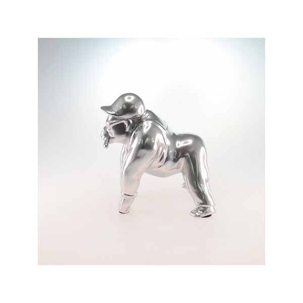 Macaco Estiloso Decorativo De Cerâmica Prata 18 X 17 X 13 Cm